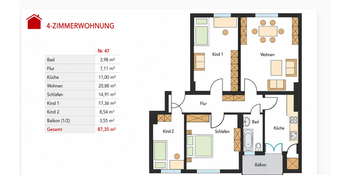 Grundriss der Wohnung
